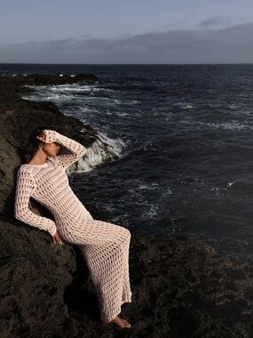 JLUX Label Crochet Backless Maxi Beach Dress